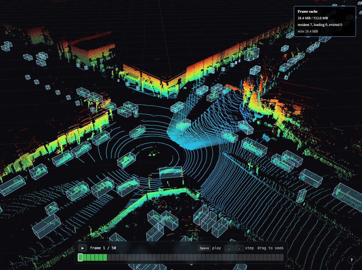 Streaming a LiDAR point cloud in the browser — screenshot
